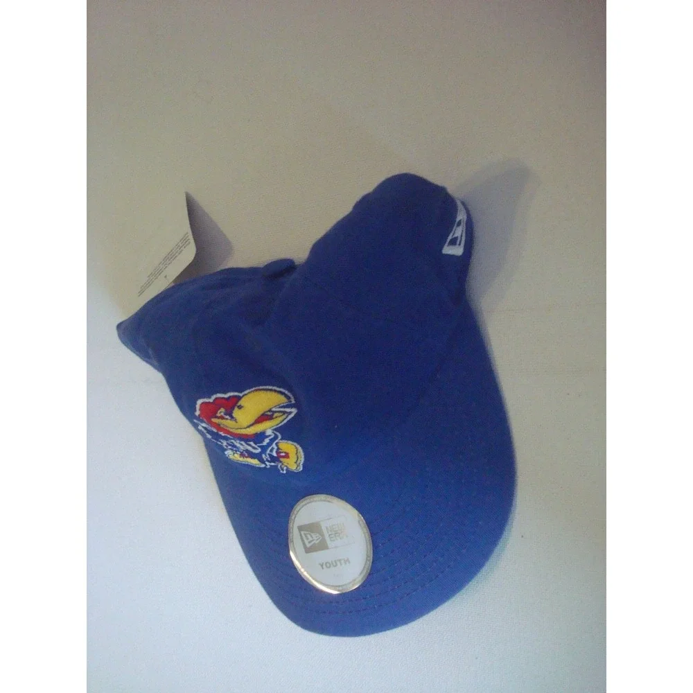 YOUTH KANSAS JAYHAWKS NEW ERA 00S Y2K  STRAPBACK  HAT CAP VINTAGE P2